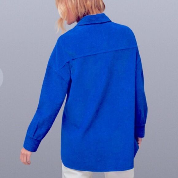 Anthropologie Avec Les Filles oversized blue corduroy Shakett jacket -XS - Picture 2 of 8